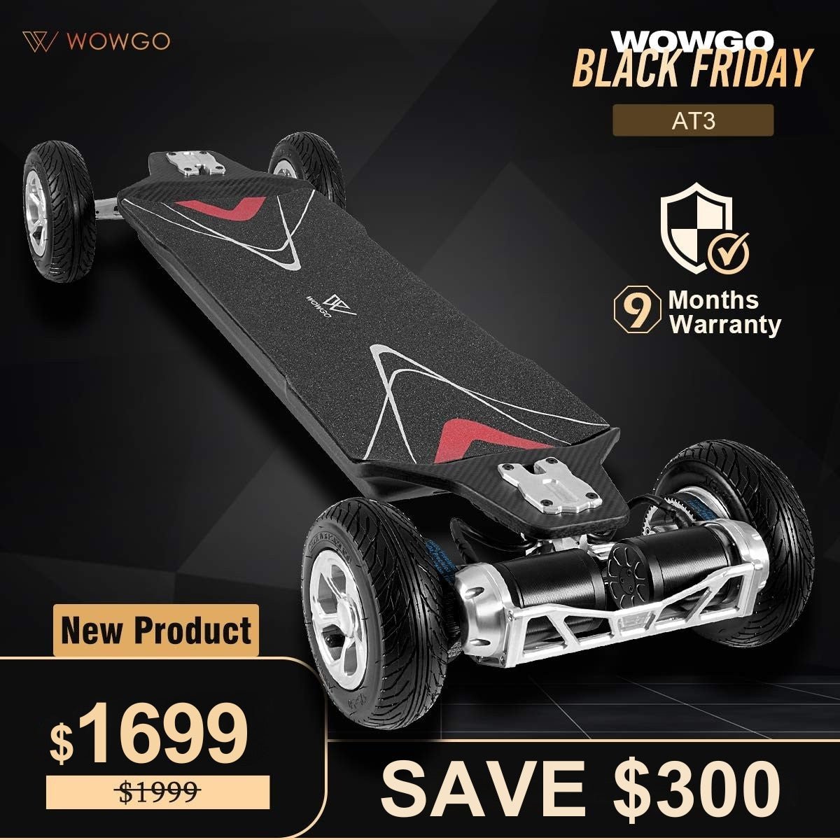 WowGo AT3 All - terrain Electric Skateboard & Longboard - WOWGO BOARD