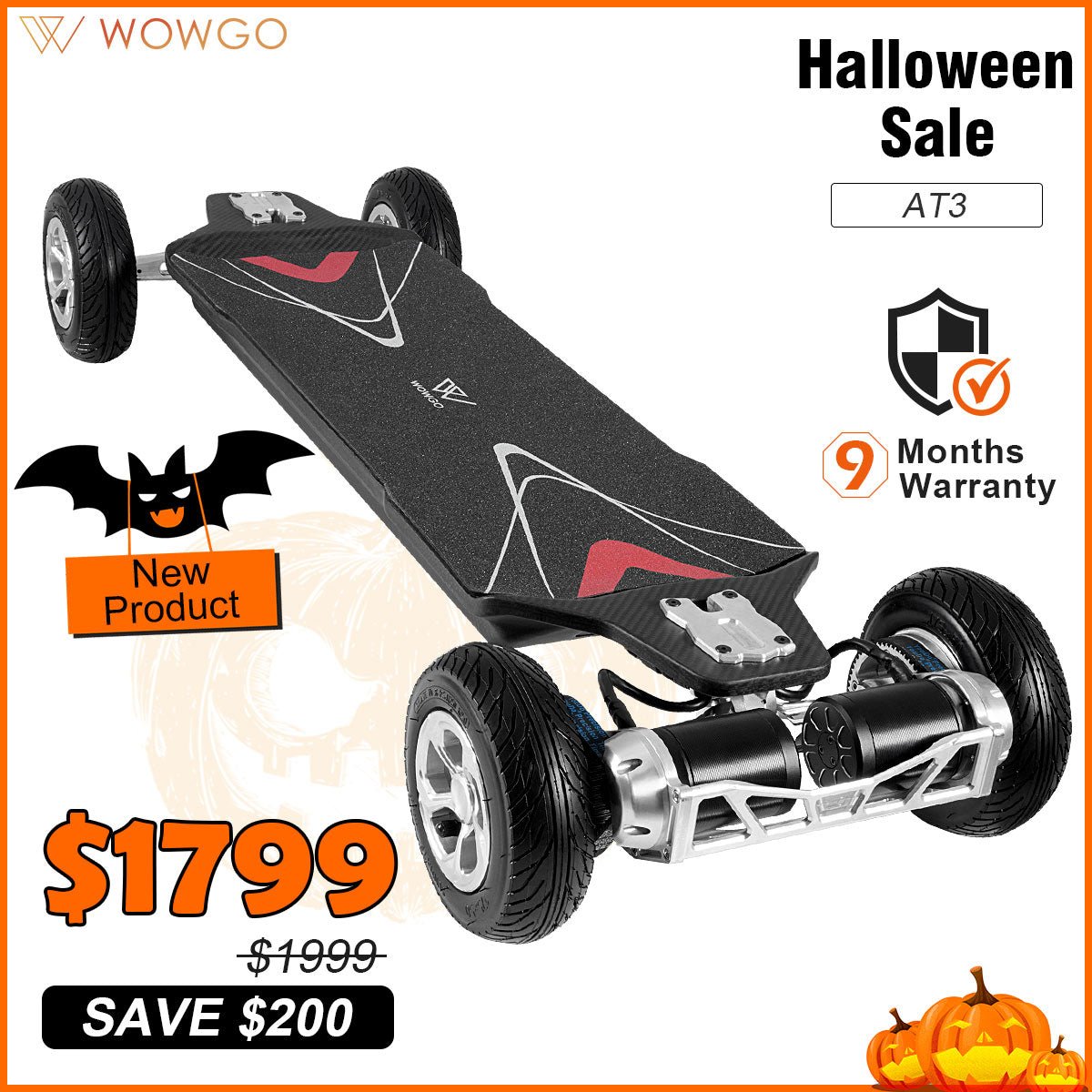 WowGo AT3 All - terrain Electric Skateboard & Longboard - WOWGO BOARD