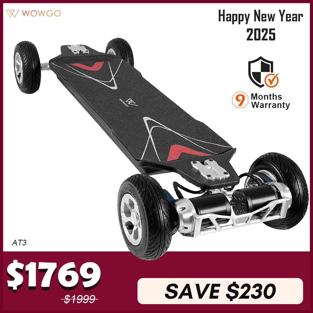 WowGo AT3 All - terrain Electric Skateboard & Longboard - WOWGO BOARD