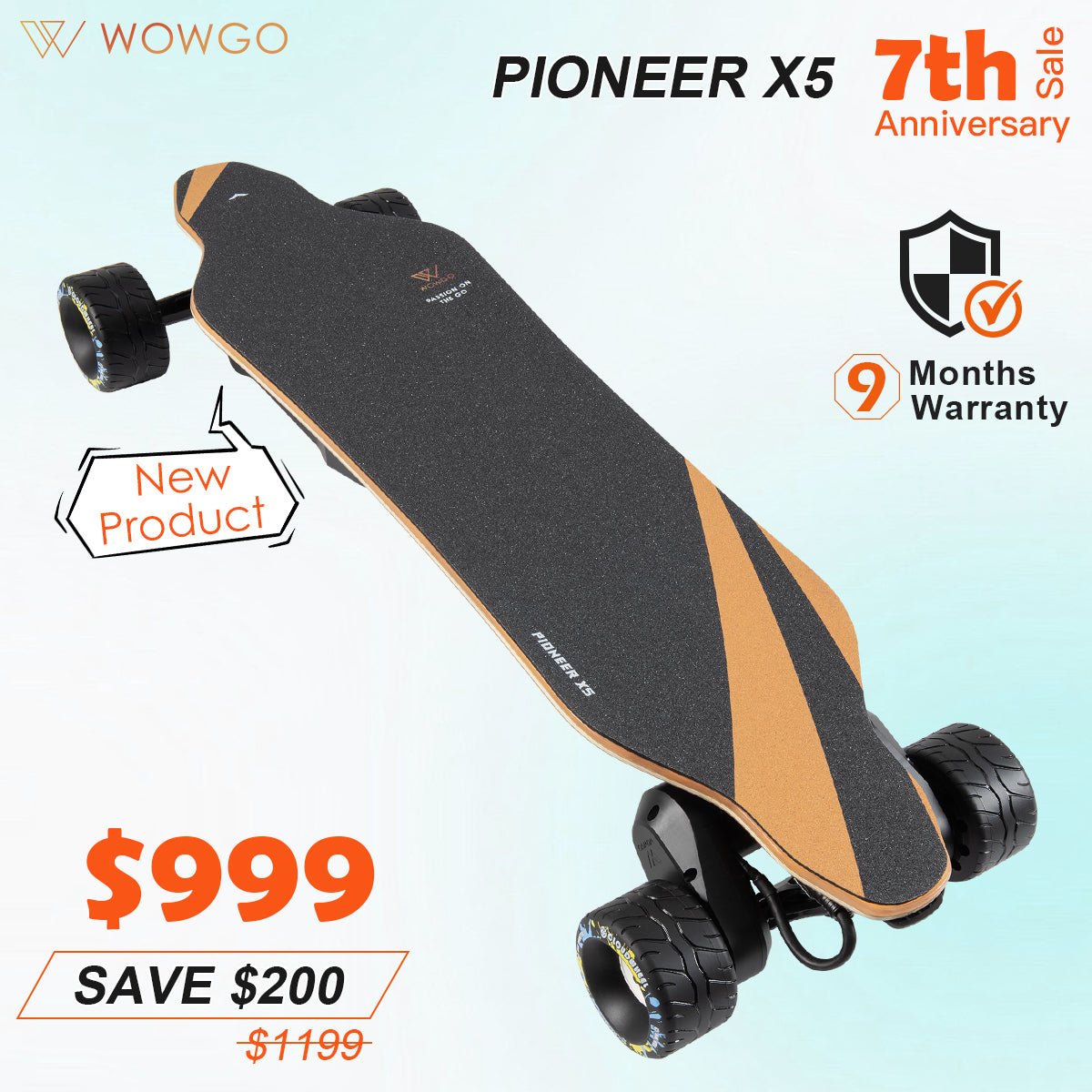 WowGo Pioneer X5 Electric Skateboard & Longboard - WOWGO BOARD