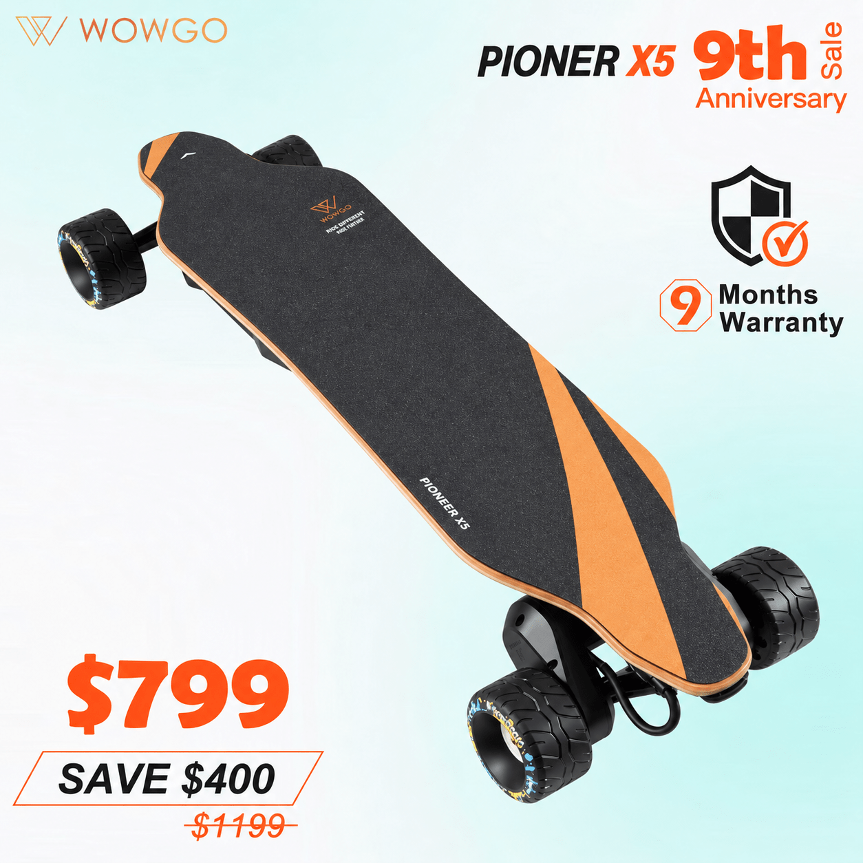 電動スケートボード WowGo Pioneer X5 Best Electric Skateboard Fast With Remote lights